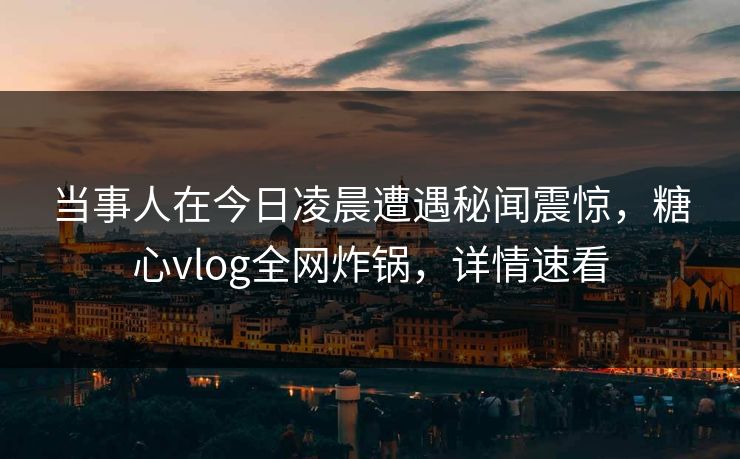 当事人在今日凌晨遭遇秘闻震惊，糖心vlog全网炸锅，详情速看  第1张