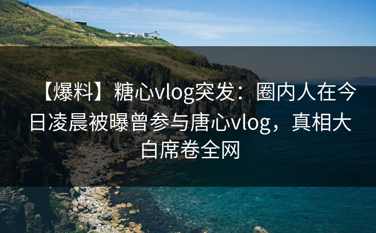 【爆料】糖心vlog突发：圈内人在今日凌晨被曝曾参与唐心vlog，真相大白席卷全网  第1张