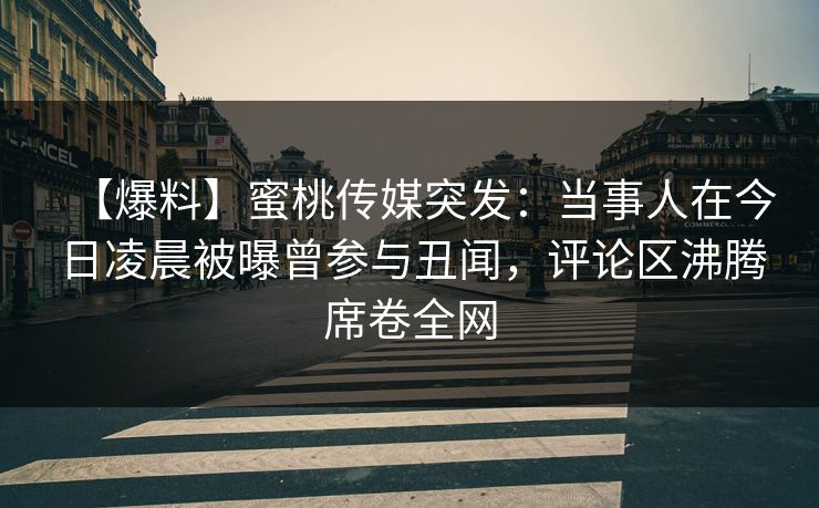 【爆料】蜜桃传媒突发：当事人在今日凌晨被曝曾参与丑闻，评论区沸腾席卷全网  第1张