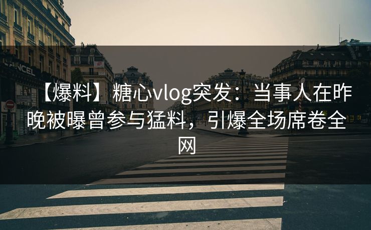 【爆料】糖心vlog突发：当事人在昨晚被曝曾参与猛料，引爆全场席卷全网  第1张