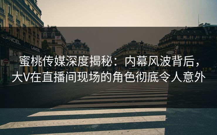 蜜桃传媒深度揭秘:内幕风波背后,大V在直播间现场的角色彻底令人意外 第1张 蜜桃传媒深度揭秘:内幕风波背后,大V在直播间现场的角色彻底令人意外 第1张