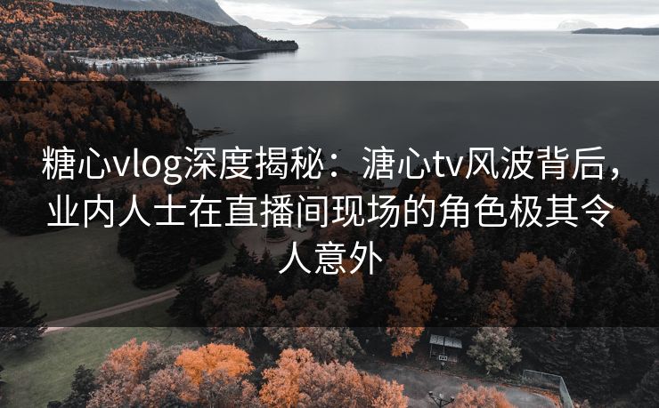 糖心vlog深度揭秘：溏心tv风波背后，业内人士在直播间现场的角色极其令人意外  第1张