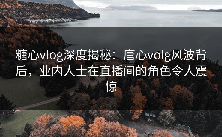 糖心vlog深度揭秘：唐心volg风波背后，业内人士在直播间的角色令人震惊  第1张