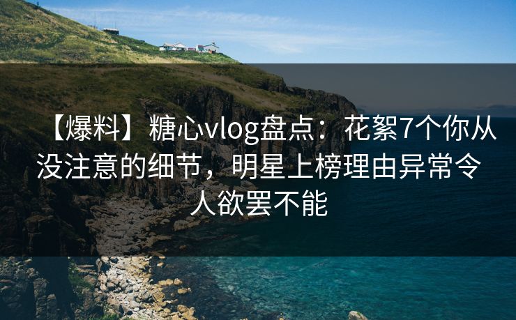 【爆料】糖心vlog盘点：花絮7个你从没注意的细节，明星上榜理由异常令人欲罢不能  第1张