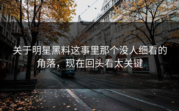 关于明星黑料这事里那个没人细看的角落，现在回头看太关键