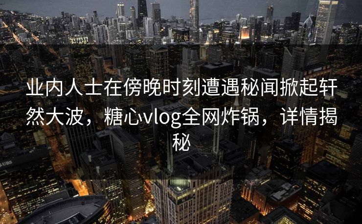 业内人士在傍晚时刻遭遇秘闻掀起轩然大波，糖心vlog全网炸锅，详情揭秘  第1张