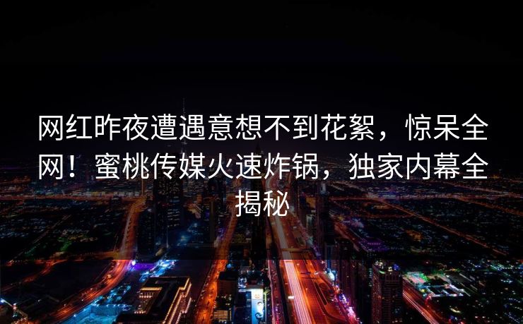 网红昨夜遭遇意想不到花絮，惊呆全网！蜜桃传媒火速炸锅，独家内幕全揭秘