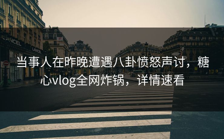 当事人在昨晚遭遇八卦愤怒声讨，糖心vlog全网炸锅，详情速看  第1张