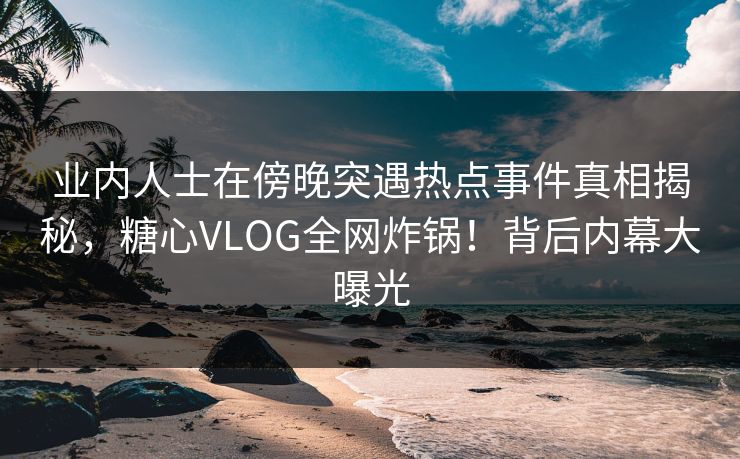 业内人士在傍晚突遇热点事件真相揭秘，糖心VLOG全网炸锅！背后内幕大曝光