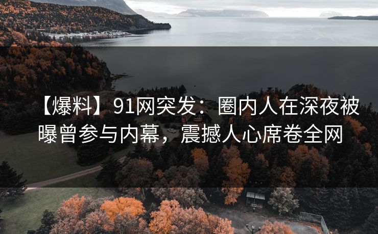 【爆料】91网突发：圈内人在深夜被曝曾参与内幕，震撼人心席卷全网